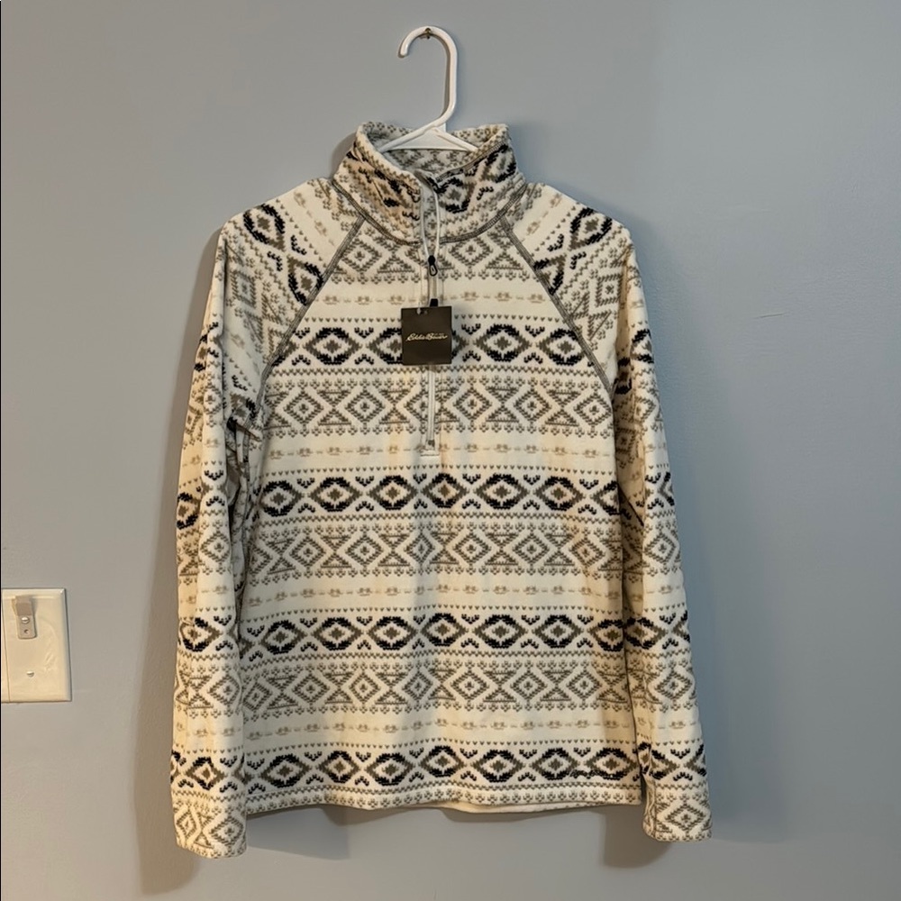 Eddie Bauer Quarter Zip Fair Isle Print Fleece